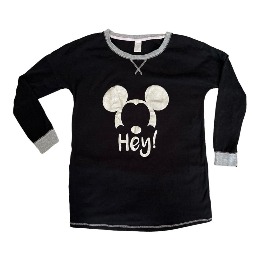 Disney Mickey Mouse Black and Silver Sweatshirt Long Sleeves Medium